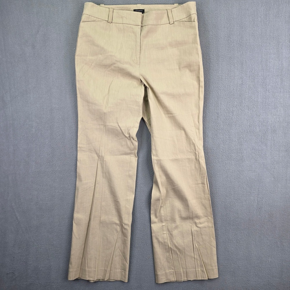 Ann Taylor Pants Signature Trouser Tan 12 Linen Stretch Career Classic